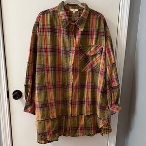 Easel Multicolor Plaid Casual Shirt